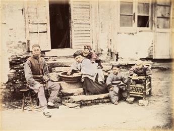 SAUNDERS, WILLIAM (1832-1892) Group of 15 rare photographs of Chinese men, women, and families, including prints depicting different mo